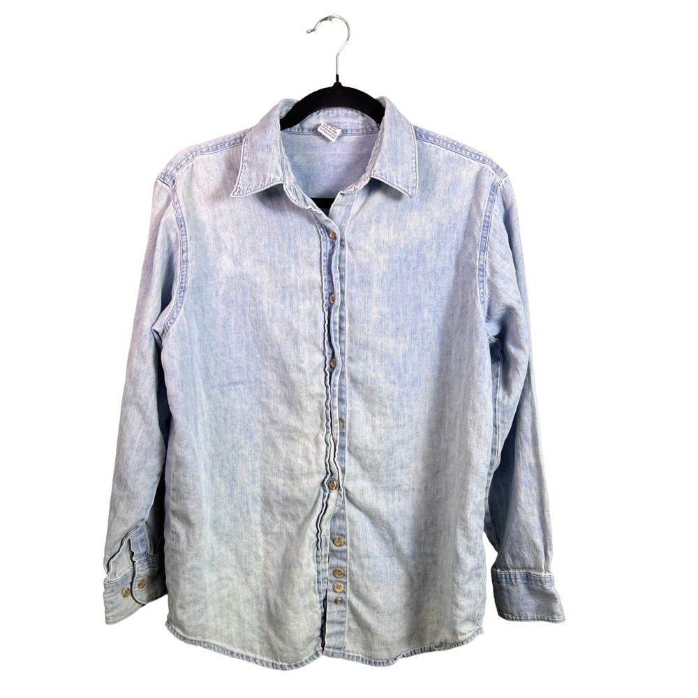 Vintage 90s Horse Graphic Acid Wash Denim Button Up Shirt Women's M Western Boho